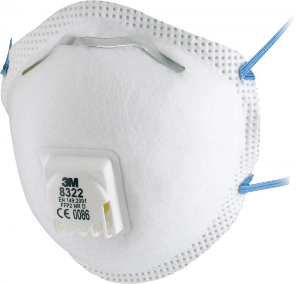 3M 8322 Atemschutzmaske FFP3 NR D Komfort: vorgeformte Maske mit Ausatemventil (10 Stck. Packung)